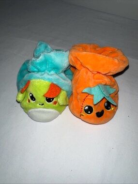 Plush Fruit Baby Booties - Orange & Teal Green